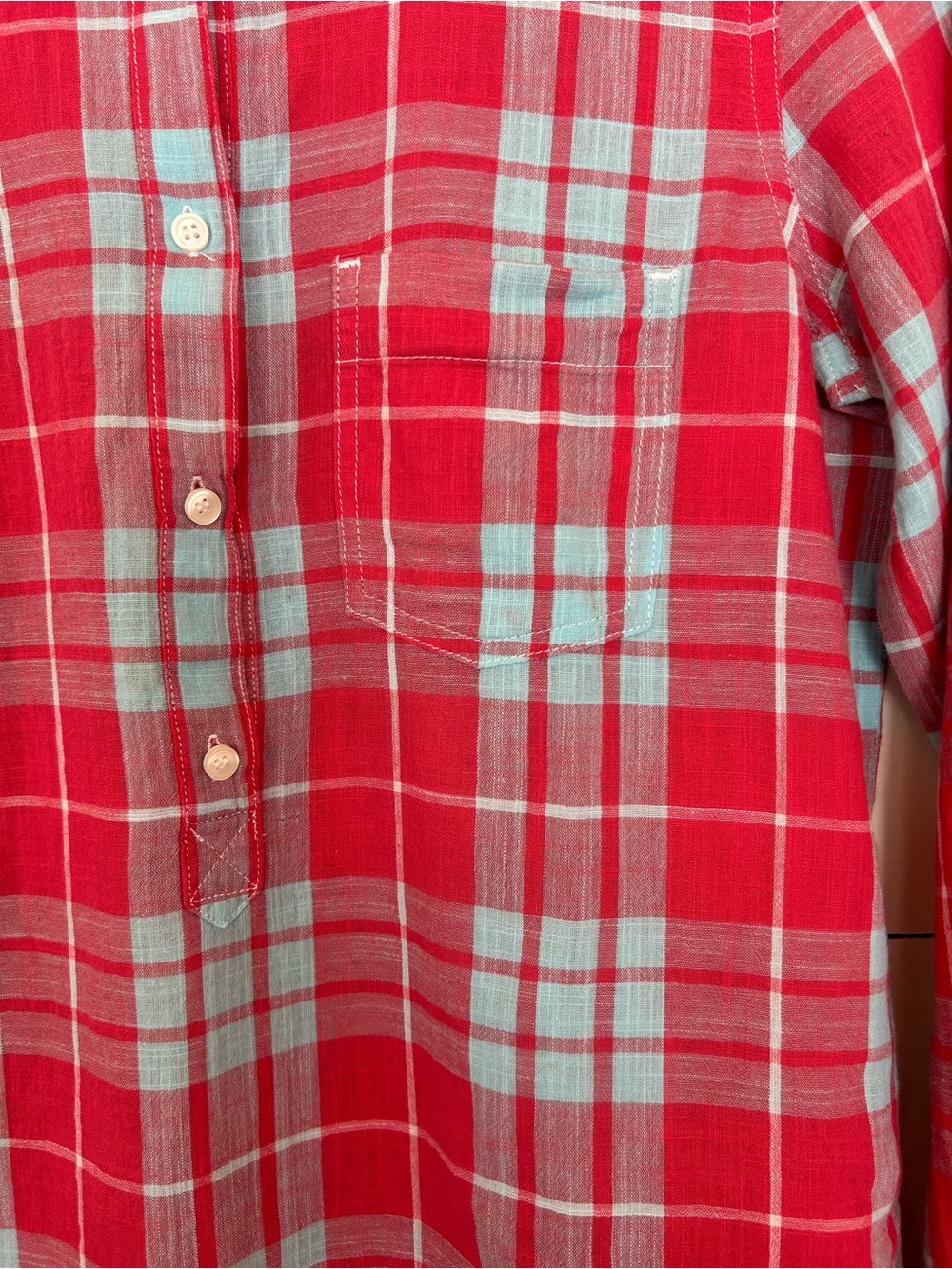J. Crew Womens Red and Light Blue Plaid Button-Down Shirt, 100% Cotton Size XXS - Picture 4 of 6
